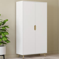 IDMARKET Armoire 2 portes HELSINKI scandinave blanc penderie 80 cm avec étagères rangement maxi capacité