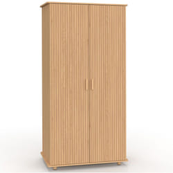 Armoire 2 portes juliette lattes tasseau bois coloris chêne penderie 80 cm avec étagères rangement
