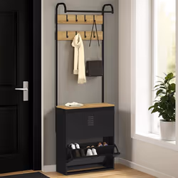 IDMARKET Vestiaire dentrée ESTER meuble chaussures 2 portes en métal noir