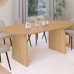 IDMARKET Table à manger extensible japandi ovale EDITH 6-10 personnes en bois façon hêtre 160 - 200 cm