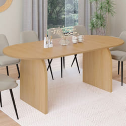 IDMARKET Table à manger extensible japandi ovale EDITH 6-10 personnes en bois façon hêtre 160 - 200 cm