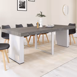IDMARKET Table console extensible EDEN 10 personnes 235 cm béton et blanc
