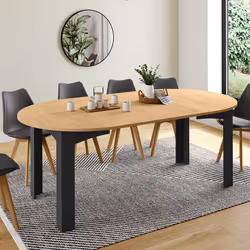 IDMARKET Table à manger extensible ronde DONA 4-10 personnes noire plateau façon hêtre 110-200 cm