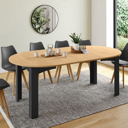 IDMARKET Table à manger extensible ronde DONA 4-10 personnes noire plateau façon hêtre 110-200 cm