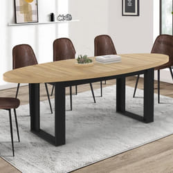 IDMARKET Table à manger PHOENIX 8 personnes ovale 200 cm bois et noir