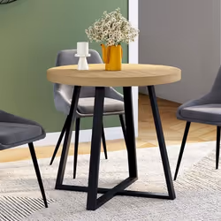 IDMARKET Table à manger ronde SELMA 4 personnes bois et noir 80 cm