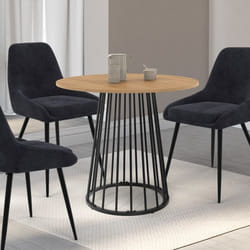 Table à manger ronde fixe - IDMARKET - YUNA - Bois et noir - 4 personnes - 80 cm