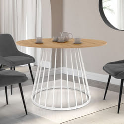 Table à manger ronde fixe - IDMARKET - YUNA - Bois et blanc - 6 personnes - 110 cm