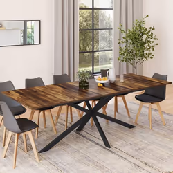 IDMARKET Table à manger extensible rectangle ALIX 8-12 personnes pied araignée noir et plateau bois foncé HAWKINS 200-240 cm