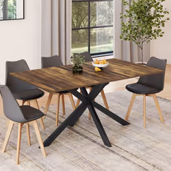 IDMARKET Table à manger rectangle ALIX 8 personnes pied araignée noir et plateau bois foncé HAWKINS 160 cm