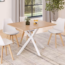 IDMARKET Table à manger rectangle ALIX 6 personnes pied araignée bois et blanc 110 cm