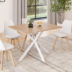IDMARKET Table à manger rectangle ALIX 6 personnes pied araignée bois et blanc 110 cm