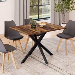 IDMARKET Table à manger rectangle ALIX 6 personnes pied araignée noir et plateau bois foncé HAWKINS 110 cm