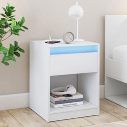 IDMARKET Lot de 2 tables de chevet TED à LEDS avec station de recharge 1 tiroir et niche