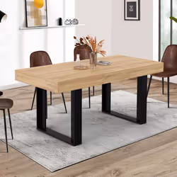 IDMARKET Table à manger extensible rectangle PHOENIX 4-6 personnes bois et noir 120-160 cm