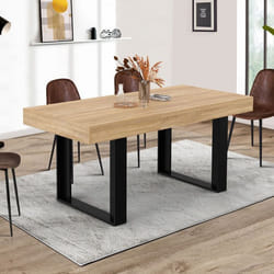 IDMARKET Table à manger extensible rectangle PHOENIX 4-6 personnes bois et noir 120-160 cm
