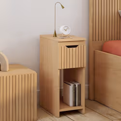 IDMARKET Lot de 2 tables de chevet ANOUK 1 tiroir effet lattes et bois