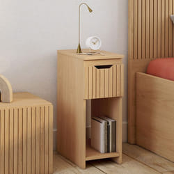 IDMARKET Lot de 2 tables de chevet ANOUK 1 tiroir effet lattes et bois