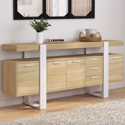 IDMARKET Buffet 180 cm PHOENIX XXL 4 portes avec 2 tiroirs bois et blanc