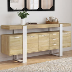 IDMARKET Buffet 180 cm PHOENIX XXL 4 portes avec 2 tiroirs bois et blanc