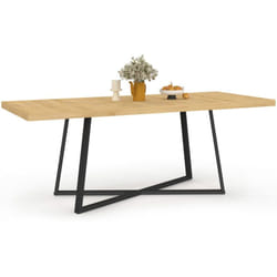 Table à manger extensible rectangle selma 6-10 personnes bois et noir 160-200 cm