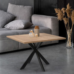 IDMARKET Table basse carrée ALIX 70 cm pied araignée bois et noir