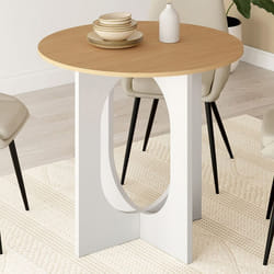 Table à manger ronde fixe - IDMARKET - ALOISE - Bois et blanc - 4 personnes - 80 cm