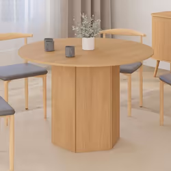 IDMARKET Table à manger ronde BERTHE 6 personnes pied hexagonal bois effet hêtre 110 cm