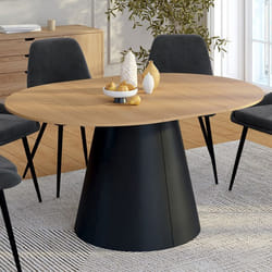 IDMARKET Table à manger ronde extensible ANGELE 4-8 personnes bois effet hêtre et pied noir 110-150 cm