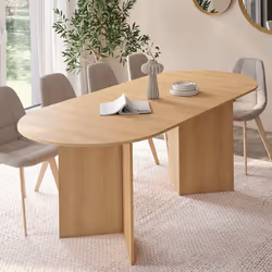 IDMARKET Table à manger extensible ovale MARTHE 6 -10 personnes bois façon hêtre 160-200 cm