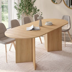 IDMARKET Table à manger extensible ovale MARTHE 6 -10 personnes bois façon hêtre 160-200 cm