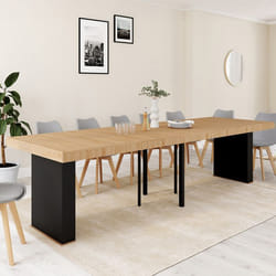 IDMARKET Table console extensible EDEN 14 personnes 300 cm bois et noir