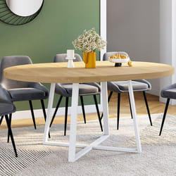Table à manger ronde extensible - IDMARKET - SELMA - Bois et blanc - 4-8 personnes - 110-150 cm