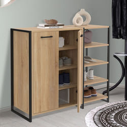 IDMARKET Armoire à chaussures 12 paires LUIS 2 portes avec étagère design industriel