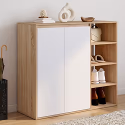 IDMARKET Armoire à chaussures 12 paires TOMI 2 portes avec 4 étagères