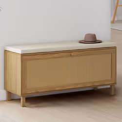 IDMARKET Banc dentrée vintage HANAE avec rangement chaussures effet naturel cannage