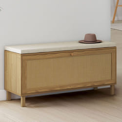 IDMARKET Banc dentrée vintage HANAE avec rangement chaussures effet naturel cannage