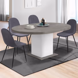 IDMARKET Table à manger extensible ronde EDEN 4-8 personnes béton et blanc 120-160 cm