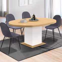 IDMARKET Table à manger extensible ronde EDEN 4-8 personnes bois et blanc 120-160 cm