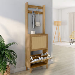 IDMARKET Vestiaire dentrée HANAE meuble chaussures 2 portes effet naturel cannage