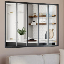 Verrière atelier 5 vitrages L. 150 x H.108 cm en métal noir et verre trempé