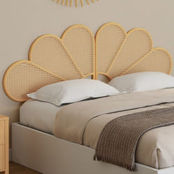 IDMARKET Tête de lit suspendue IVY 160 cm effet rotin et cannage en forme de fleur