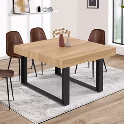 IDMARKET Table à manger carrée PHOENIX 6 personnes bois et noir 120 cm