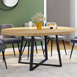 Table à manger ronde extensible - IDMARKET - SELMA - Bois et noir - 4-8 personnes - 110-150 cm