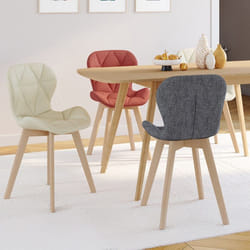 IDMARKET Lot de 4 chaises ROBINE en tissu mix color gris foncé terracotta beige x2