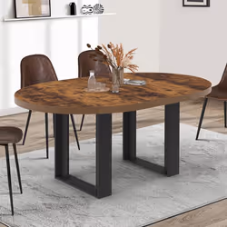 IDMARKET Table à manger extensible ronde PHOENIX 4-6 personnes bois foncé effet vieilli et noir 110-150 cm