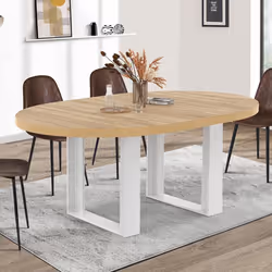 IDMARKET Table à manger extensible ronde PHOENIX 4-6 personnes bois et blanc 110-150 cm