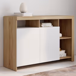 IDMARKET Buffet 110 cm MALO bois et portes blanches