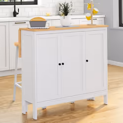 IDMARKET Ensemble table de bar ilot Achille et 2 tabourets bois blanc plateau façon hêtre