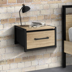 IDMARKET Lot de 2 tables de chevet murales tiroir en tissu UTAH design industriel